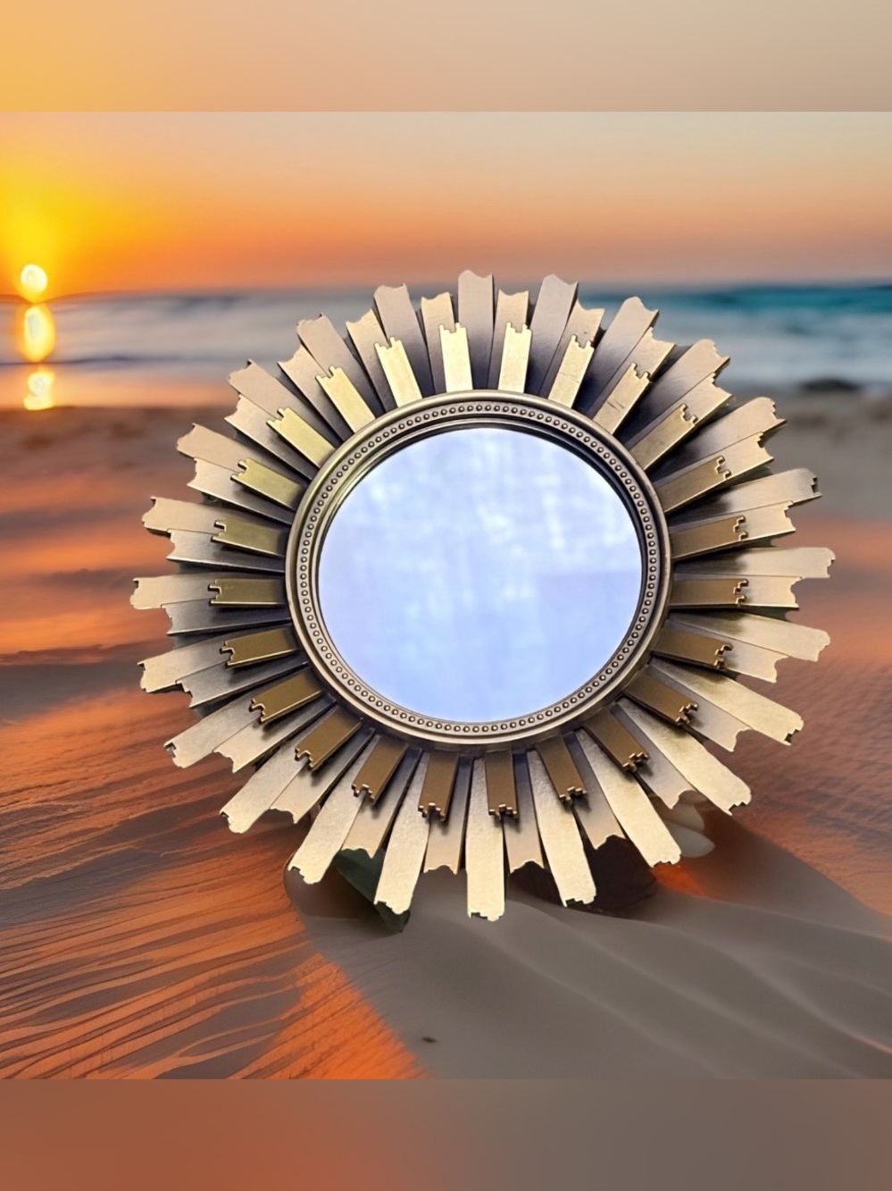 Gold Sunburst Wall Mirror Art Deco Starburst Geometric Round Accent Decor 10in